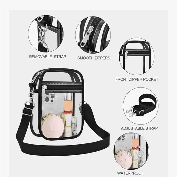 Clear Crossbody Stadium Bag with Black Trim - Picture 8 of 10